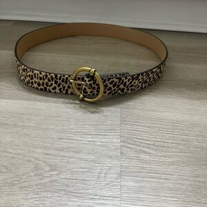 Leopard Print Belt with Gold Buckle